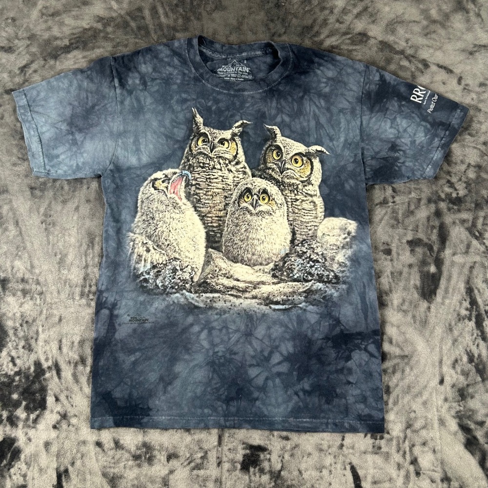 The Mountain T-Shirt Unisex Small Blue Tie Dye Owl RROKI Graphic Tee 2015
